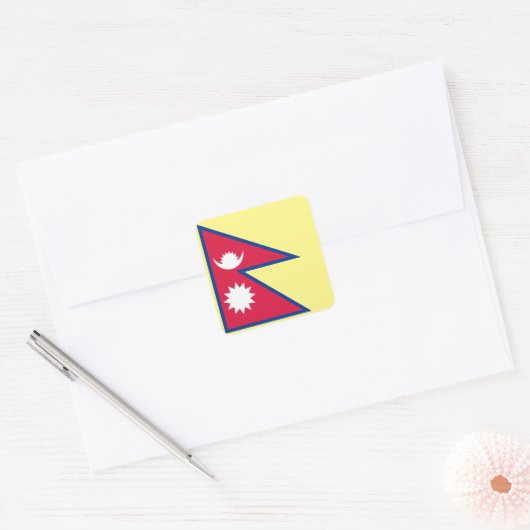 Embleem van Nepal Vierkante Sticker (Envelop)