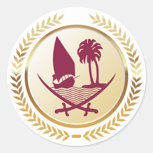 Embleem van Qatar Ronde Sticker (Voorkant)