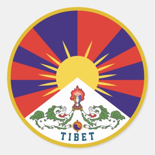 Embleem van Tibet Ronde Sticker (Voorkant)