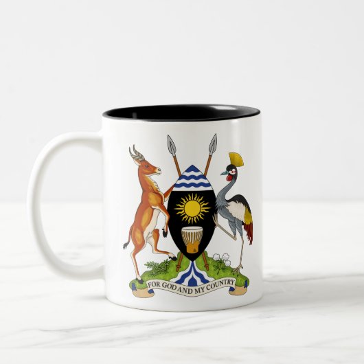 embleem van uganda tweekleurige koffiemok (Links)