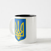 embleem voor oekraïne tweekleurige koffiemok (Voorkant links)