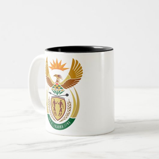 embleem zuid - afrika tweekleurige koffiemok (Voorkant links)