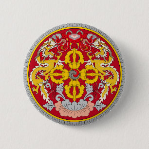 Emblem in Bhutan (རྒྱ ་ op ལ op ཡོ v Ronde Button 5,7 Cm