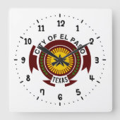 Emblem of City of El Paso, Texas Square Wall Clock Vierkante Klok (Voorkant)