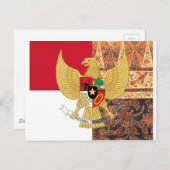 Emblem of Indonesia - Garuda Pancasila Batik Flag Briefkaart (Voorkant / Achterkant)