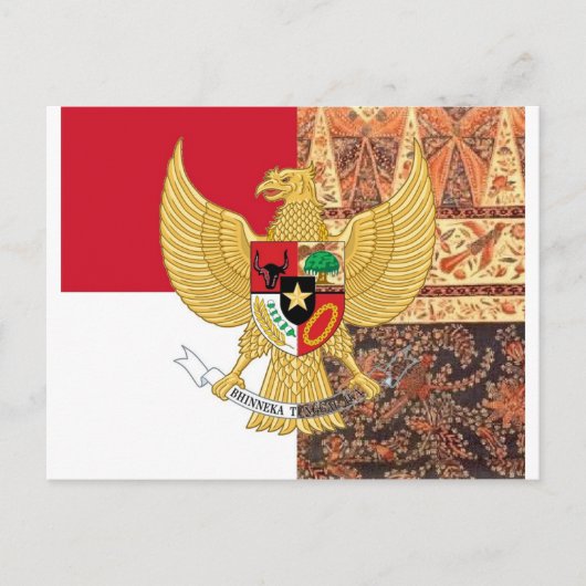 Emblem of Indonesia - Garuda Pancasila Batik Flag Briefkaart (Voorkant)