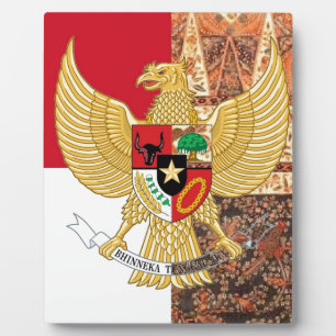 Emblem of Indonesia - Garuda Pancasila Batik Flag Fotoplaat
