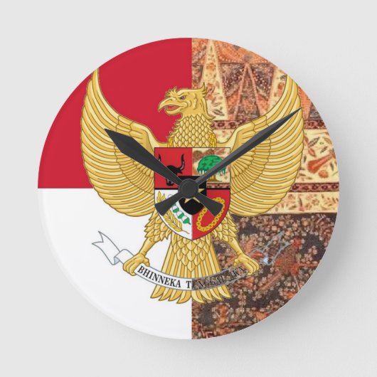Emblem of Indonesia - Garuda Pancasila  Batik Flag Ronde Klok (Voorkant)