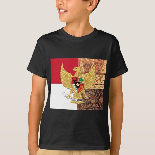 Emblem of Indonesia - Garuda Pancasila Batik Flag T-shirt (Voorkant)