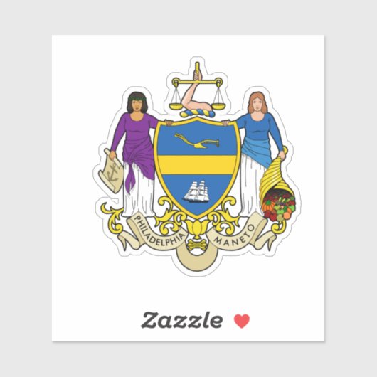 Emblem of Philadelphia, Pennsylvania Vinyl Sticker (Vel)