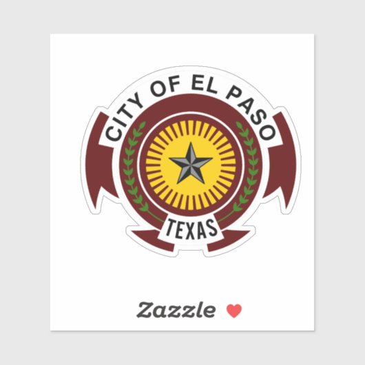 Emblem van El Paso, Texas Vinyl Sticker (Vel)