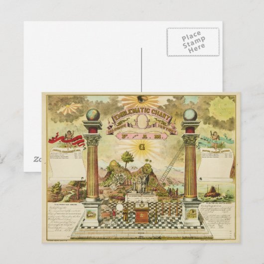 Emblematische Grafiek en Masonische Geschiedenis v Briefkaart (Voorkant / Achterkant)