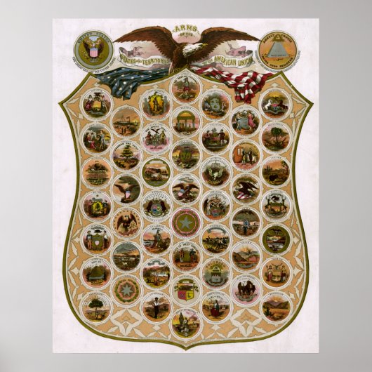 Emblemen van de Verenigde Staten 1876 Poster (Voorkant)