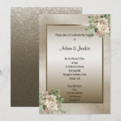 EMBOSS METALLIC BRONZE EUCALYPTUS FLORAL WEDING KAART (Voorkant / Achterkant)