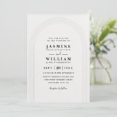Embossed Arch Minimalist Elegant QR Code Wedding Kaart (Staand voorkant)