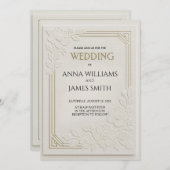 Embossed Art Deco Floral Wedding Kaart (Voorkant / Achterkant)