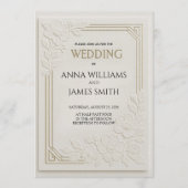 Embossed Art Deco Floral Wedding Kaart (Voorkant)