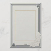 Embossed Art Deco Floral Wedding Kaart (Achterkant)