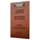 Embossed Brown Vegan Leather clipboard Klembord (Links)