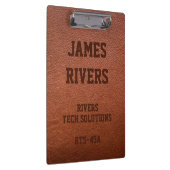 Embossed Brown Vegan Leather clipboard Klembord (Rechts)