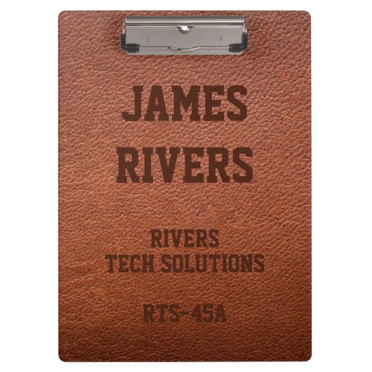 Embossed Brown Vegan Leather clipboard Klembord (Voorkant)