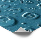 Embossed digitale druppeltjes op blauw oppervlak poster (Hoek)