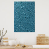 Embossed digitale druppeltjes op blauw oppervlak poster (Keuken)