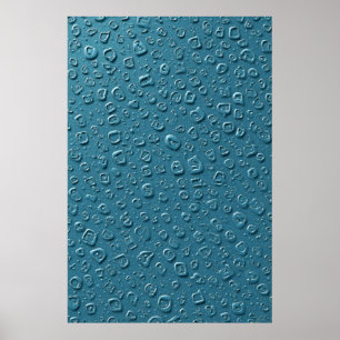 Embossed digitale druppeltjes op blauw oppervlak poster