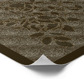 Embossed Effect Bruine stencil Rozen Bloemen Poster (Hoek)