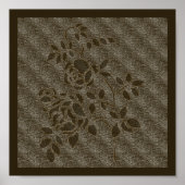 Embossed Effect Bruine stencil Rozen Bloemen Poster (Voorkant)