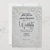 Embossed Floral White Formal Wedding  Kaart (Voorkant)