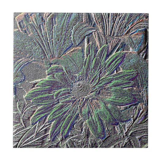 Embossed Flowers Tegeltje (Voorkant)