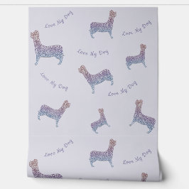 Embossed Indigo Gradient Paw Print Dog Outline Behang