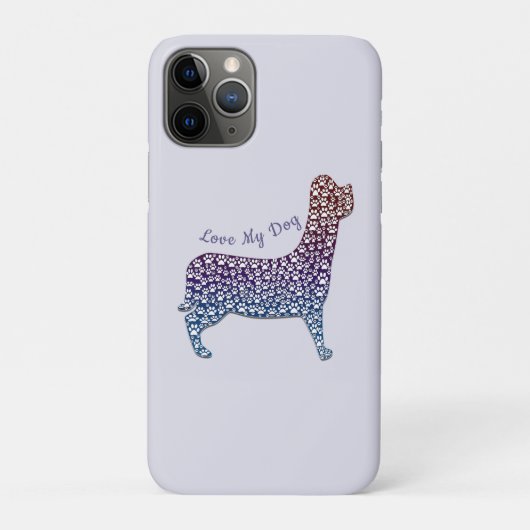 Embossed Indigo Gradient Paw Print Dog Outline Case-Mate iPhone Case (Achterkant)