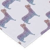 Embossed Indigo Gradient Paw Print Dog Outline Korte Tafelloper (Hoek)
