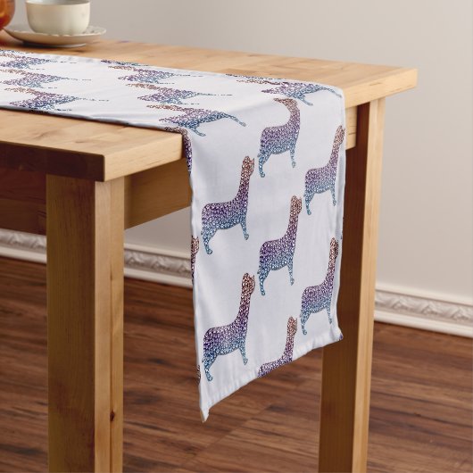 Embossed Indigo Gradient Paw Print Dog Outline Korte Tafelloper (Voorbeeld)