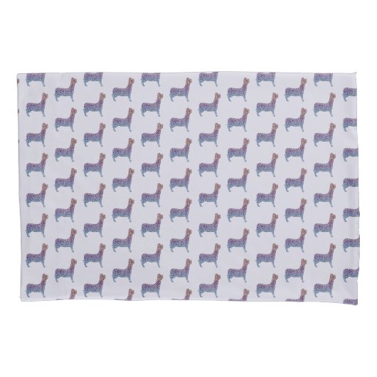 Embossed Indigo Gradient Paw Print Dog Outline Kussensloop (Voorkant)