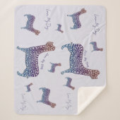 Embossed Indigo Gradient Paw Print Dog Outline Sherpa Deken (Voorkant)