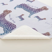 Embossed Indigo Gradient Paw Print Dog Outline Sherpa Deken (3/4)