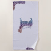 Embossed Indigo Gradient Paw Print Dog Outline Strandlaken (Voorkant)