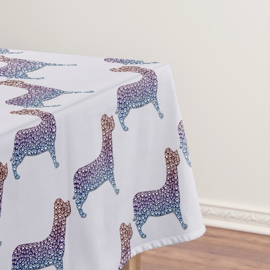 Embossed Indigo Gradient Paw Print Dog Outline Tafelkleed (Voorbeeld)