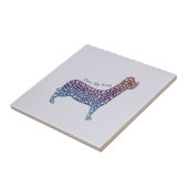 Embossed Indigo Gradient Paw Print Dog Outline Tegeltje (Zijkant)