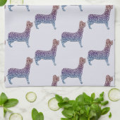 Embossed Indigo Gradient Paw Print Dog Outline Theedoek (Gevouwen)