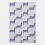 Embossed Indigo Gradient Paw Print Dog Outline Theedoek (Verticaal)