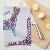 Embossed Indigo Gradient Paw Print Dog Outline Theedoek (Quarter Fold)