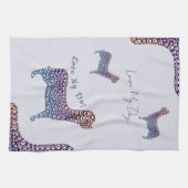 Embossed Indigo Gradient Paw Print Dog Outline Theedoek (Horizontaal)