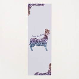 Embossed Indigo Gradient Paw Print Dog Outline Yogamat