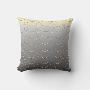 Embossed Look Circles Art Deco Grijs Geel Kussen
