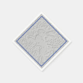 Embossed Look Grijs Konijn Bunny Blauwe Rand Servet (Hoek)