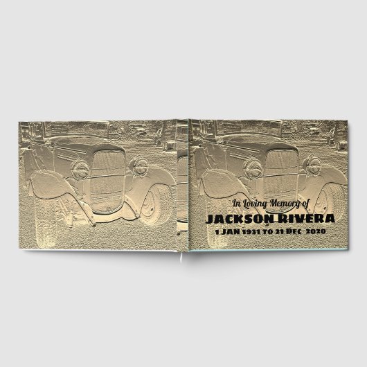 Embossed Metal Look Classic Car Memorial Gastenboek (Volledig)
